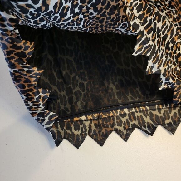 Vanity Fair 70s Leopard Print Nightgown Slip Dress Zigzag Hem Nylon Lounger - Picture 12 of 16